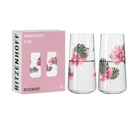 Ritzenhoff Set di bicchieri universali Sommersonett D-Tox 600 ml 2x motivo floreale Made in Germany