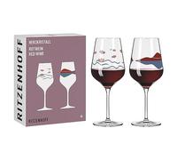 RITZENHOFF 6161001 Bicchiere da vino rosso 500 ml - Serie Heart crystal - Set di 2 bicchieri con motivo in oro rosa - Made in Germany
