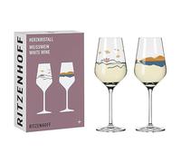 RITZENHOFF 6171001 Bicchiere da vino bianco 300 ml - Serie Heart crystal - Set di 2 bicchieri con motivo in oro rosa - Made in Germany