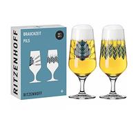 RITZENHOFF 6201001 - Set di 2 bicchieri da birra, 374 ml, serie Brauchzeit con illustrazioni, multicolore, made in Germany