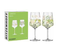 RITZENHOFF 6211001 - Set di 2 bicchieri aperitivi da 500 ml, motivo: rugiada estiva, stile floreale, multicolore