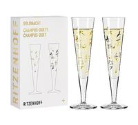 RITZENHOFF 6261001 Bicchiere da champagne 200 ml - Serie Goldnacht Duett - 2 pezzi con oro vero - Made in Germany