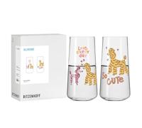 RITZENHOFF 8102002 - Set di 2 bicchieri universali da 600 ml, serie Tierisch glücklich - bicchieri con motivo barboncino - colorati - Made in Germany