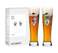 RITZENHOFF 8122001 - Set di 2 bicchieri da birra, 300 ml, motivo: lupo, volpe, con stampa digitale