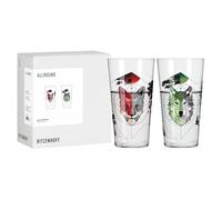 RITZENHOFF 8123001 - Set di 2 bicchieri universali da 400 ml, motivo: volpe, lupo, grigio, verde, rosso, made in Germany