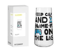 RITZENHOFF 8151001 - Bicchiere da acqua 600 ml, serie Gamers, bicchiere multiuso n. 1, con scritta divertente Keep calm and blame the lag, multicolore