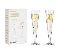 RITZENHOFF 6031004 Bicchiere da champagne 200 ml - Serie Goldnacht Duett 2023-2x pezzo di design con oro vero - Made in Germany