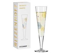 RITZENHOFF 1071036 Bicchiere da champagne 200 ml - Serie Goldnacht No. 36 - Motivo anemone con oro vero - Made in Germany