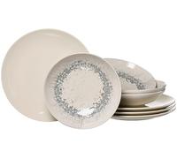Ritzenhoff & Breker Cecina Set di 8 piatti piani (26 cm) e piatti fondi (21 cm) per 4 persone, stoviglie moderne alla moda, gres porcellanato, crema, grafite