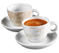 Ritzenhoff & Breker Cornello Set da Espresso: 2 Tazzine con Piattini in Porcellana, Crema, 80ml