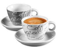 Ritzenhoff & Breker Cornello Set da Espresso: 2 Tazzine con Piattini in Porcellana, Grigio, 80ml