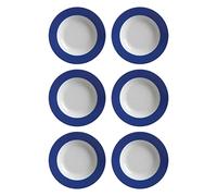 Ritzenhoff & Breker Doppio 063868 - Set di 6 piatti fondi con bordo colorato, piatti piani in porcellana, blu indaco, Ø 22 cm, colore: Blu