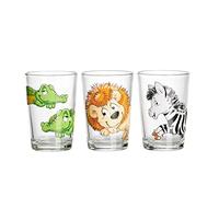 Ritzenhoff & Breker Happy Zoo - Set di 3 bicchieri per bambini con motivo animale, motivo coccodrillo, zebra, leone