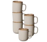 Ritzenhoff & Breker Malaga - Set di 6 tazze da caffè, 380 ml, in stile minimalista, lavabili in lavastoviglie e microonde, colore: Crema