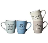 Ritzenhoff & Breker Set di 4 tazze da caffè in porcellana con frasi, assortite