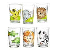 Ritzenhoff & Breker - Set di 6 bicchieri per bambini "Animali della giungla & Zoo felice", 205 ml, Bicchieri stampati per bambini con motivi animali, lavabili in lavastoviglie