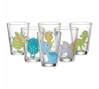 Ritzenhoff & Breker Set di 6 bicchieri per bambini con dinosauri e mostri, 200 ml, stampati con motivi di dinosauri e animali, lavabili in lavastoviglie