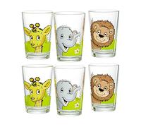 Ritzenhoff & Breker Set di 6 bicchieri per bambini, motivo animali della giungla, 205 ml, bicchieri per bambini stampati con motivi animali, adatti per lavastoviglie