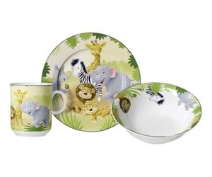 Ritzenhoff & Breker Set di stoviglie per bambini, modello Afrikatiere, 3 pezzi, in confezione regalo