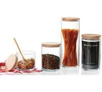 Ritzenhoff & Breker Storage Glass "FAIA", rotondo, 1,9 L realizzato in vetro, cilindrico, coperchio in legno di faggio con sili NEW