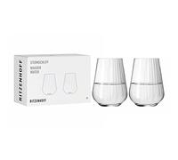 Ritzenhoff 3681002 - Set di 2 bicchieri da acqua, 500 ml, serie taglio a stella, set n. 2, con linea in rilievo curva, prodotto in Germania