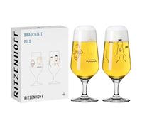 RITZENHOFF 3471007 Bicchiere da birra 300 ml - Set di 2 - Serie Brauchzeit, bottiglia di birra e apribottiglie, multicolore - Made in Germany