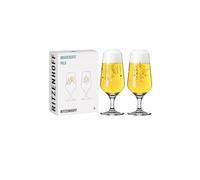 RITZENHOFF 3471001 Bicchiere da birra 300 ml - set di 2 - serie Brauchzeit, motivo n. 1 - luppolo, multicolore - Made in Germany