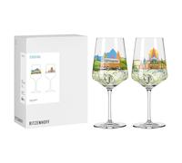 RITZENHOFF 8096002 - Set di 2 bicchieri da cocktail, 500 ml, serie Wanderlust, 2 pezzi, con motivo van, colore: Blu