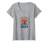 Riunione di Famiglia 2024 Legacy Tree Gathering Maglietta con Collo a V, Donna, Grigio Melange, S