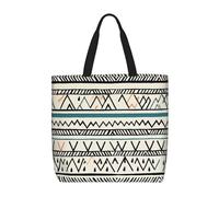 Riutilizzabile Borsa Da Spiaggia Boho Triangle Stripes Borsa Donna Lavabile Borsa Shopper Per Shopping, Scuola, Regali, 40X50X15Cm
