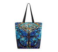 Riutilizzabile Busta Spesa Blue Morpho Shopping Bag Casual Shopper Borsetta Per Uso Viaggi, Regali, Palestra, 40X50X15Cm