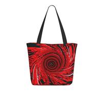 Riutilizzabile Busta Spesa Red Flower Vortex Spiral Borsa Shopper Impermeabile Borsa Di Tela Per Shopping, Scuola, Regali, 40X50X15Cm