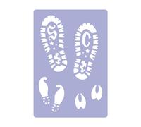 Riutilizzabile finestra Natale STENCIL LE ORME DI BABBO NATALE ELFO RENNA