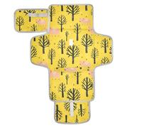 Riutilizzabile impermeabile pad con tasca in tessuto portatile pannolino fasciatoio pad infantile stazione di viaggio kit turismo illustrazione maiale giallo vettore