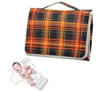 Riutilizzabile Pannolino Fasciatoio Pad con Tasca Tessuto Classico Plaid Fluorescente Arancione Portatile Fasciatoio Bambino Bambino Kit Da Viaggio Cambiadores de pa?ales para Bebes