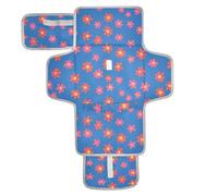 Riutilizzabile Pannolino Pad con Tasca Tessuto Portatile Fasciatoio Bambino Bambino Bambino Kit Stazione di Viaggio Piccolo Corallo Fiori Sfondo Blu