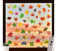 Riutilizzabile per acero per foglie e decalcomanie - 12 pezzi Autunno Statico Cling Decor per porte in vetro No-Trace Thanksgiving Christmas Stickers Decor Stagionale Casa PVC