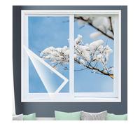 Riutilizzabile Trasparente Telone Antivento, Gancio e Loop Nastro Fissaggi Trapano Soluzione Gratuita per la Protezione della Finestra Invernale Barriera D'aria Fredda (2x2m/6.5x6.5ft,PVC)