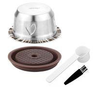 Riutilizzabili Cialde per Nespresso Vertuo, Set Capsule Caffè Ricaricabili in Acciaio Inossidabile 230 ml con 1 Coperchio in Silicone, 1 Cucchiaio, 1 Pennello Accessori Caffè per Nespresso