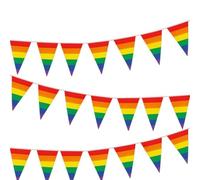 Riuulity Bandiere con Stendardo Arcobaleno Luminoso, Decorazioni Riutilizzabili per Orgoglio Gay, per Aule per Feste in Casa, Stamina in Poliestere su 15 Lati da 5 M (#1)