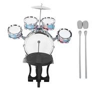 Riuulity Batteria per Bambini con 5 Tamburi e Piatti per la Prima Educazione Musicale e L'esplorazione del Ritmo per Bambini da 1 a 6 Anni (BLUE)