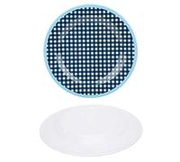 Riuulity Bellissimo Piatto Rotondo da 22 Cm di Diametro, Piatto a Blu, Resistente Fino a 120 ℃ per la Casa, il Ristorante, L'hotel - Materiale in Resina A5 MF Leggero e Resistente All'usura (Blu a