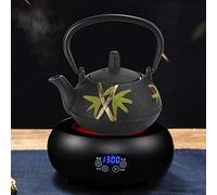 Riuulity Bollitore da tè in Ghisa in Stile Giapponese Set da tè Resistente All'usura da 0,3 Litri per Decorazioni per Studio in Sala da, bambù con Fiori di Pruno