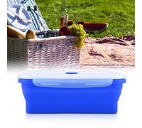 Riuulity Box in Silicone Pieghevole per il Pranzo, Sicuro per Microonde, 1200 Ml, per Ufficio, Campeggio, Rosso (blu scuro)