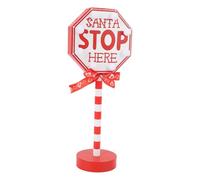 Riuulity Cartello Natalizio con Design di Babbo Natale, Fermati Qui, Decorazione da Tavolo con Luce Calda, Ispira L'immaginazione dei Bambini per L'allegria Festosa, Decorazione Natalizia