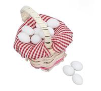 Riuulity Cestino per Uova per Casa delle Bambole in Plaid Rosso con Materiale di bambù Resistente per Uova per la Decorazione del Paesaggio, Regalo Perfetto, 12 Incluse (Uovo Bianco)