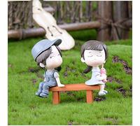 Riuulity Figurine di Coppie in PVC Artificiale Panca Kiss Lovers Doll Mini Design per Muschio Paesaggio Mondo delle Fiabe Fai da Te (GRAY)