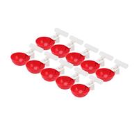 Riuulity Grande Ciotola di Plastica Rossa, Tazza per Bere Pollo, Abbeveratoio Automatico per Acqua, 10 Set, Risparmio Idrico per Polli, Piccioni, Quaglie, Materiale PP Durevole (G3/4)