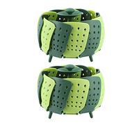 Riuulity Griglia per Cottura a Vapore Pieghevole Maniglia Centrale Piatto Resistente Al Calore per la Cottura di Frutta e Verdura Verde 2 Pezzi Design con Bordo Liscio Previene Scottature Alle