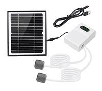 Riuulity Kit Pompa D'aria per Ossigeno Ad Energia Solare per Acquario, Aeratore Ossigenatore Efficiente con 2 Pietre a D'aria per la Vita del Laghetto e Acqua Pulita (WHITE)
